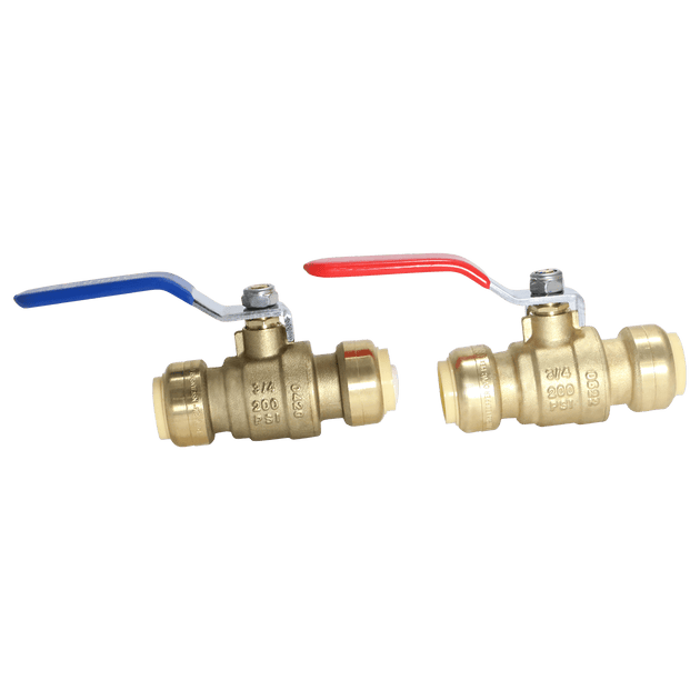 3/4 inch Push-to-Connect Ball Valve, Red & Blue (Hot & Cold)