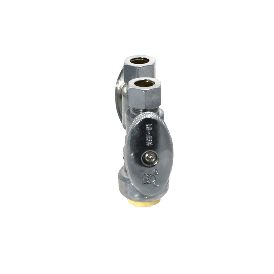 3/8 Compression x 3/8 Compression x 1/2 inch Push-to-Connect Dual Straight Valve