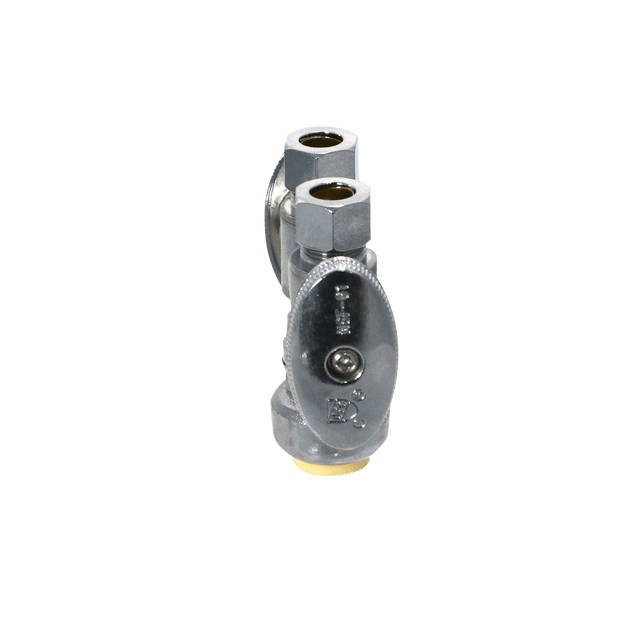 3/8 Compression x 3/8 Compression x 1/2 inch Push-to-Connect Dual Straight Valve