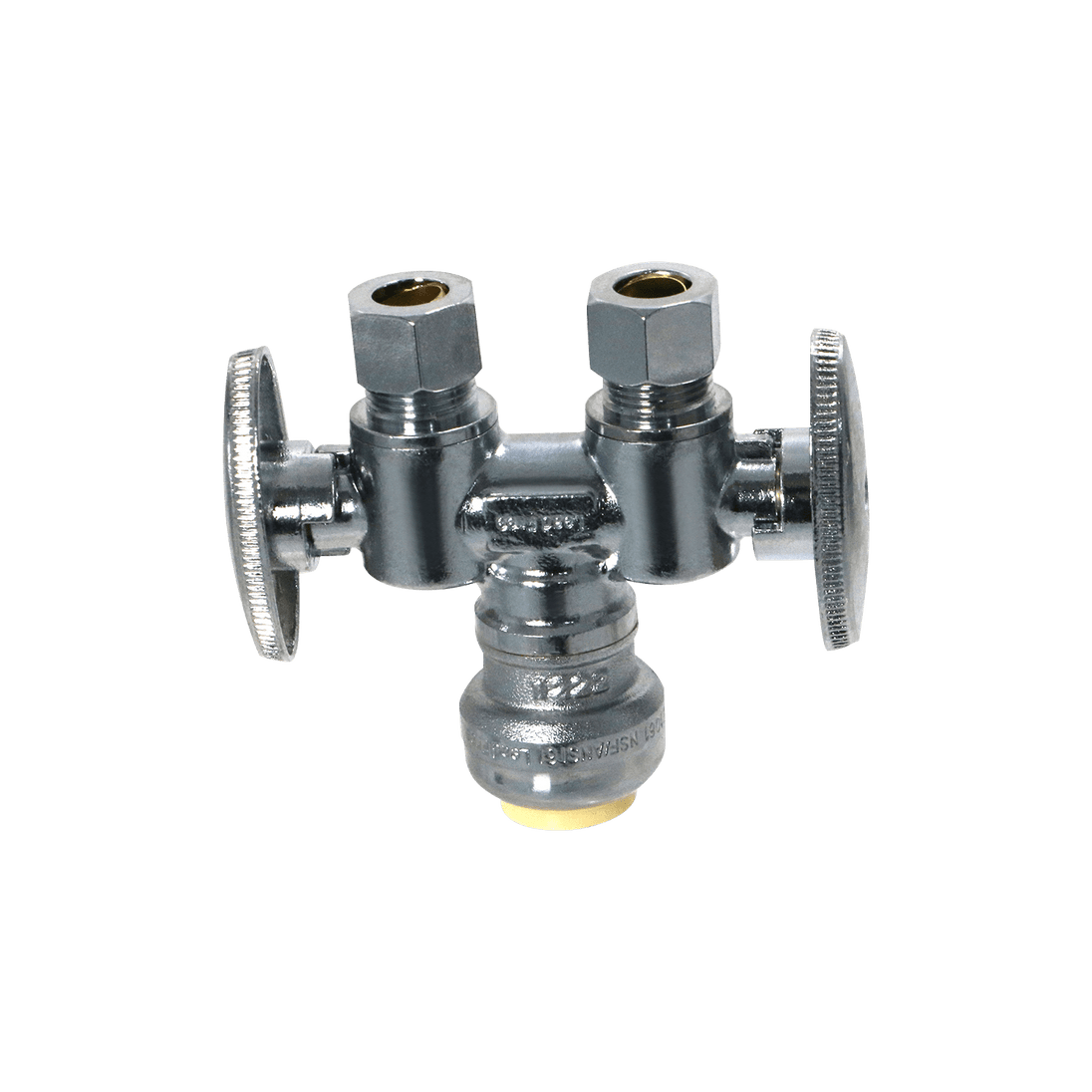 3/8 Compression x 3/8 Compression x 1/2 inch Push-to-Connect Dual Straight Valve