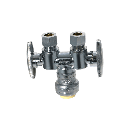 3/8 Compression x 3/8 Compression x 1/2 inch Push-to-Connect Dual Straight Valve
