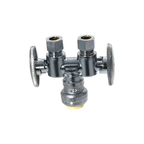 3/8 Compression x 3/8 Compression x 1/2 inch Push-to-Connect Dual Straight Valve