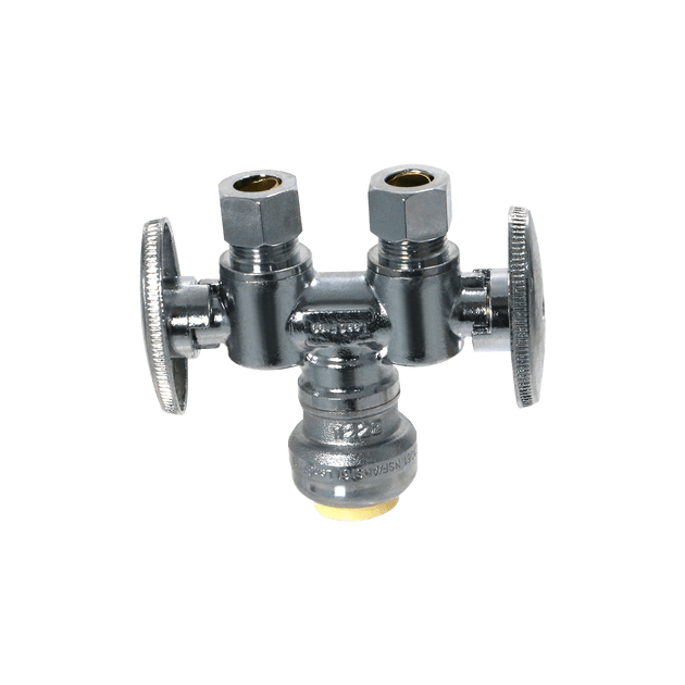 3/8 Compression x 3/8 Compression x 1/2 inch Push-to-Connect Dual Straight Valve