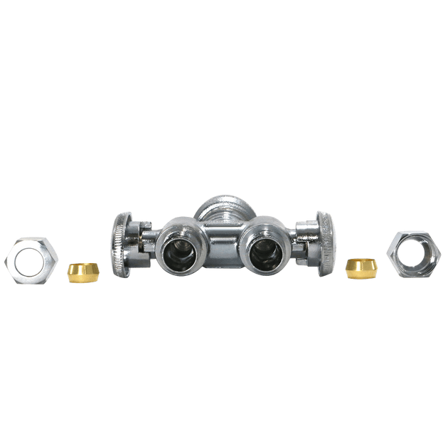 3/8 Compression x 3/8 Compression x 1/2 inch Push-to-Connect Dual Straight Valve