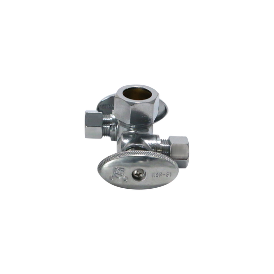 3/8 Inch OD Compression x 3/8 Inch OD Compression x 5/8 Inch OD Compression Dual Angle Valve