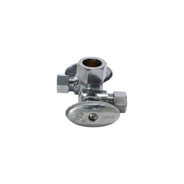 3/8 Inch OD Compression x 3/8 Inch OD Compression x 5/8 Inch OD Compression Dual Angle Valve