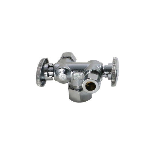 3/8 Inch OD Compression x 3/8 Inch OD Compression x 5/8 Inch OD Compression Dual Angle Valve
