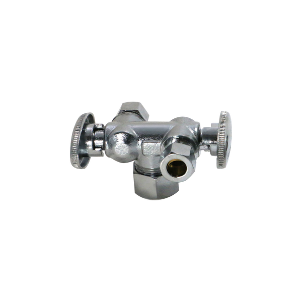 3/8 Inch OD Compression x 3/8 Inch OD Compression x 5/8 Inch OD Compression Dual Angle Valve