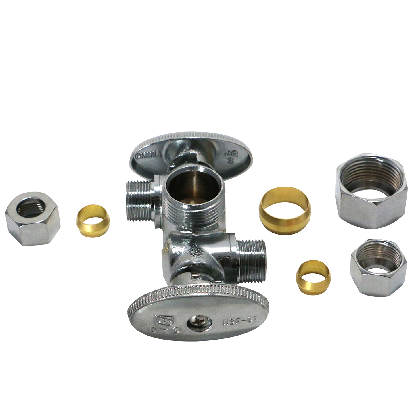3/8 Inch OD Compression x 3/8 Inch OD Compression x 5/8 Inch OD Compression Dual Angle Valve