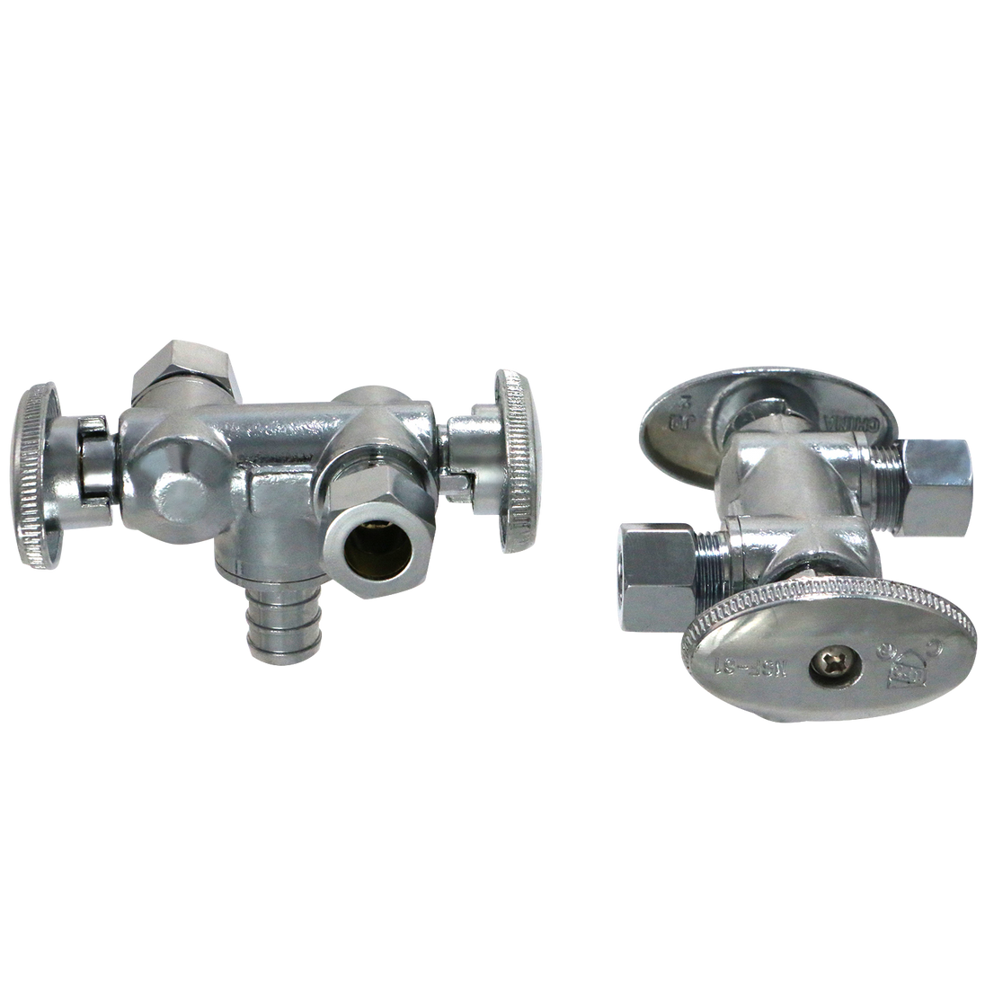 3/8 Inch OD Compression x 3/8 Inch OD Compression x 1/2 Inch Pex Dual Angle Valve