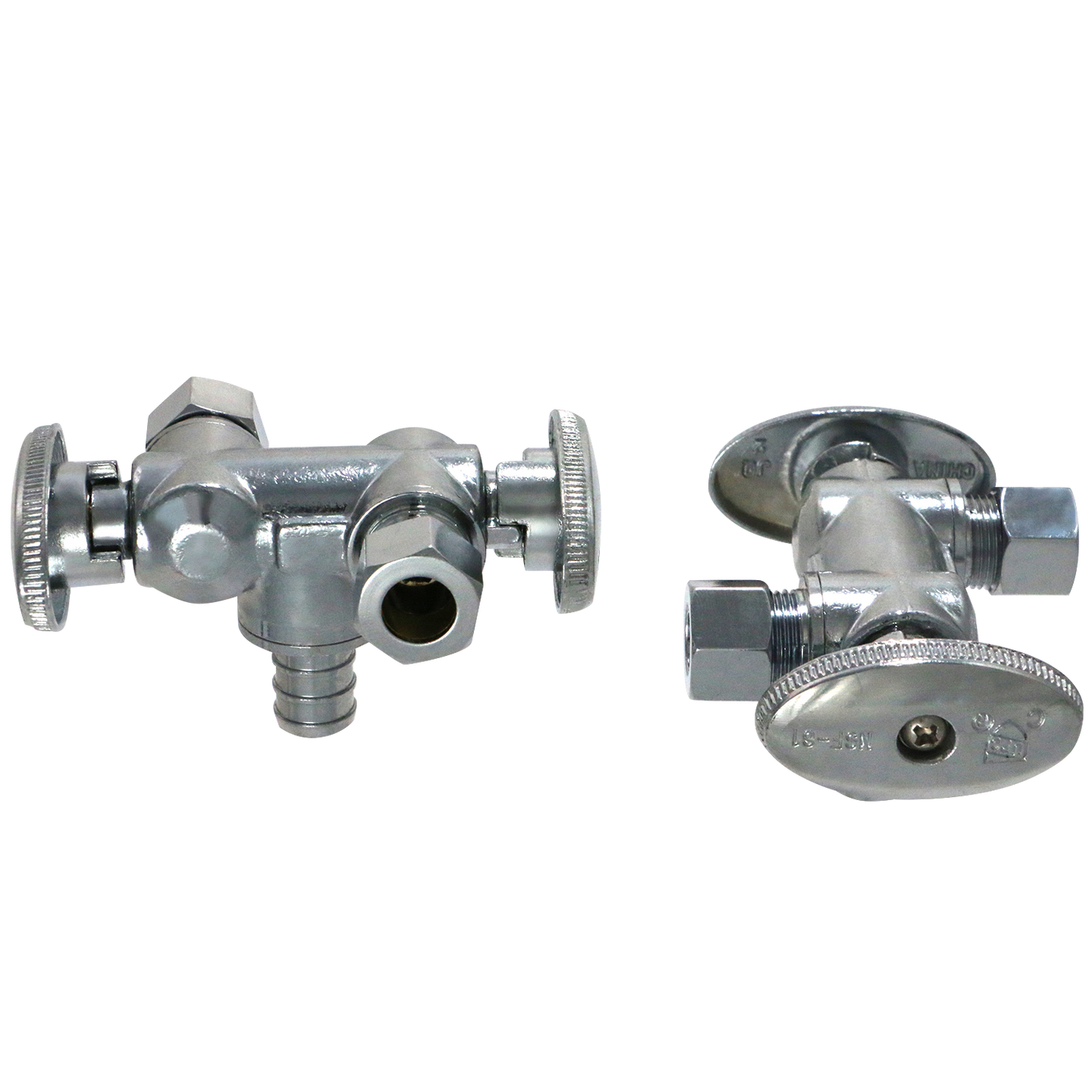 3/8 Inch OD Compression x 3/8 Inch OD Compression x 1/2 Inch Pex Dual Angle Valve