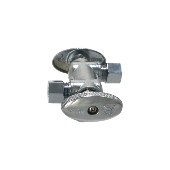 3/8 Inch OD Compression x 3/8 Inch OD Compression x 1/2 Inch Pex Dual Angle Valve