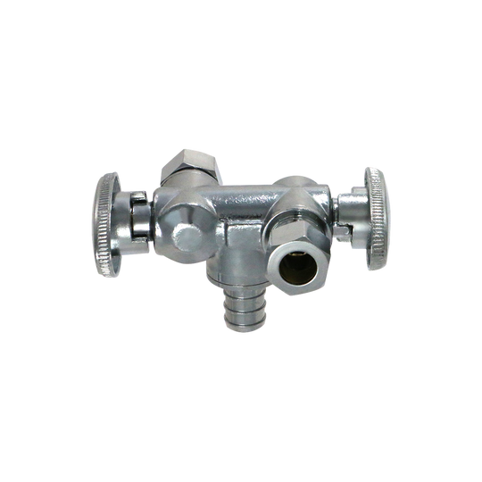3/8 Inch OD Compression x 3/8 Inch OD Compression x 1/2 Inch Pex Dual Angle Valve