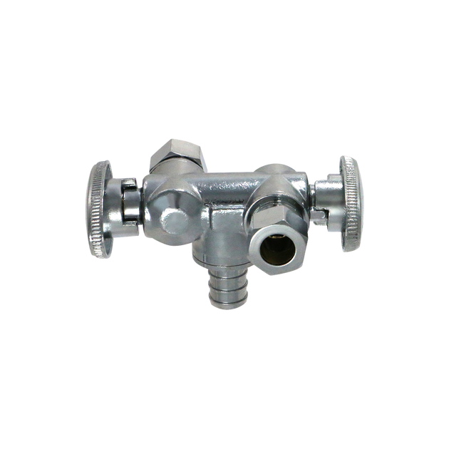 3/8 Inch OD Compression x 3/8 Inch OD Compression x 1/2 Inch Pex Dual Angle Valve