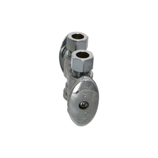 3/8 Inch OD Compression x 3/8 Inch OD Compression x 1/2 Inch  PEX-B Barb Dual Straight Valve