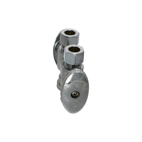 3/8 Inch OD Compression x 3/8 Inch OD Compression x 1/2 Inch  PEX-B Barb Dual Straight Valve