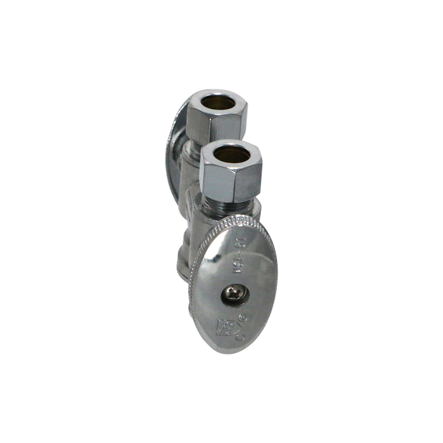 3/8 Inch OD Compression x 3/8 Inch OD Compression x 1/2 Inch  PEX-B Barb Dual Straight Valve