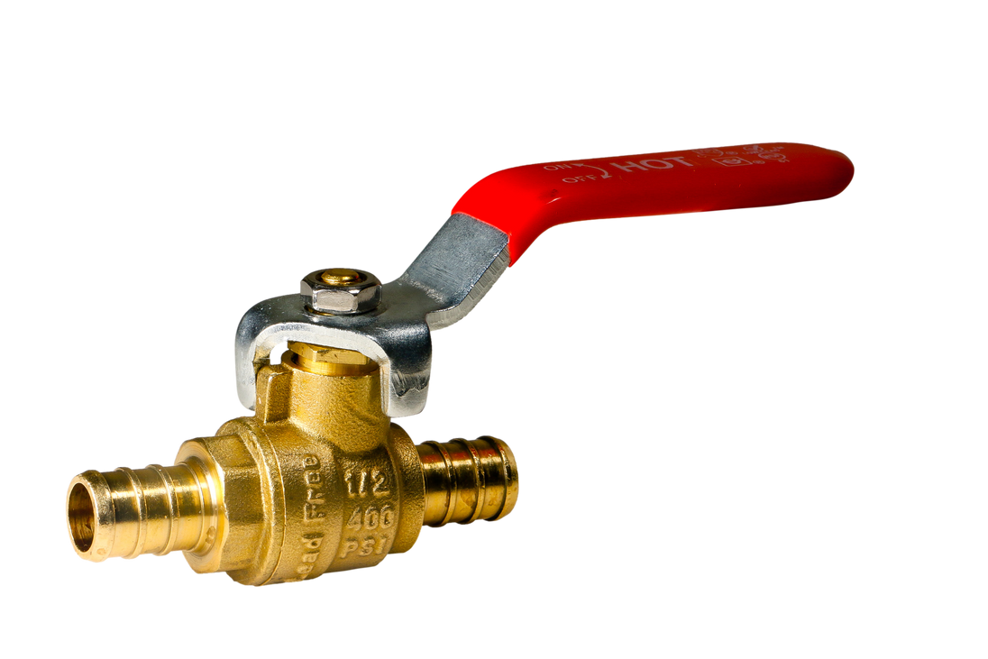 1/2 Inch PEX-B Barb Crimp Ball Valve Hot (Red)