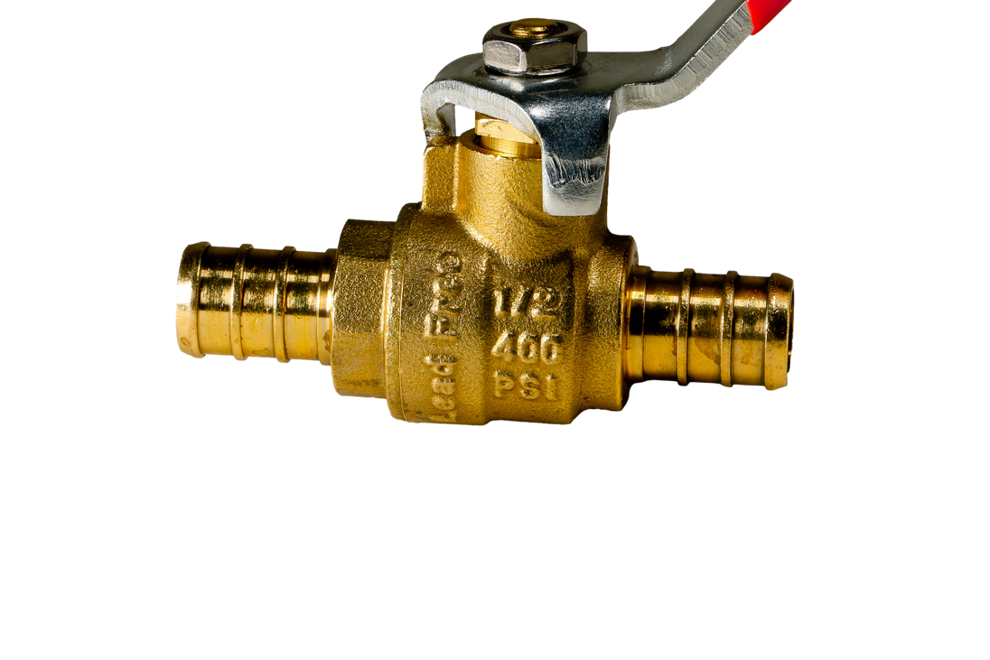 1/2 Inch PEX-B Barb Crimp Ball Valve Hot (Red)