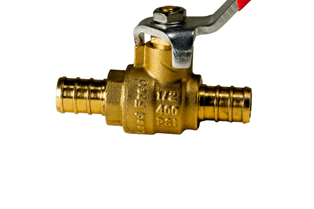 1/2 Inch PEX-B Barb Crimp Ball Valve Hot (Red)