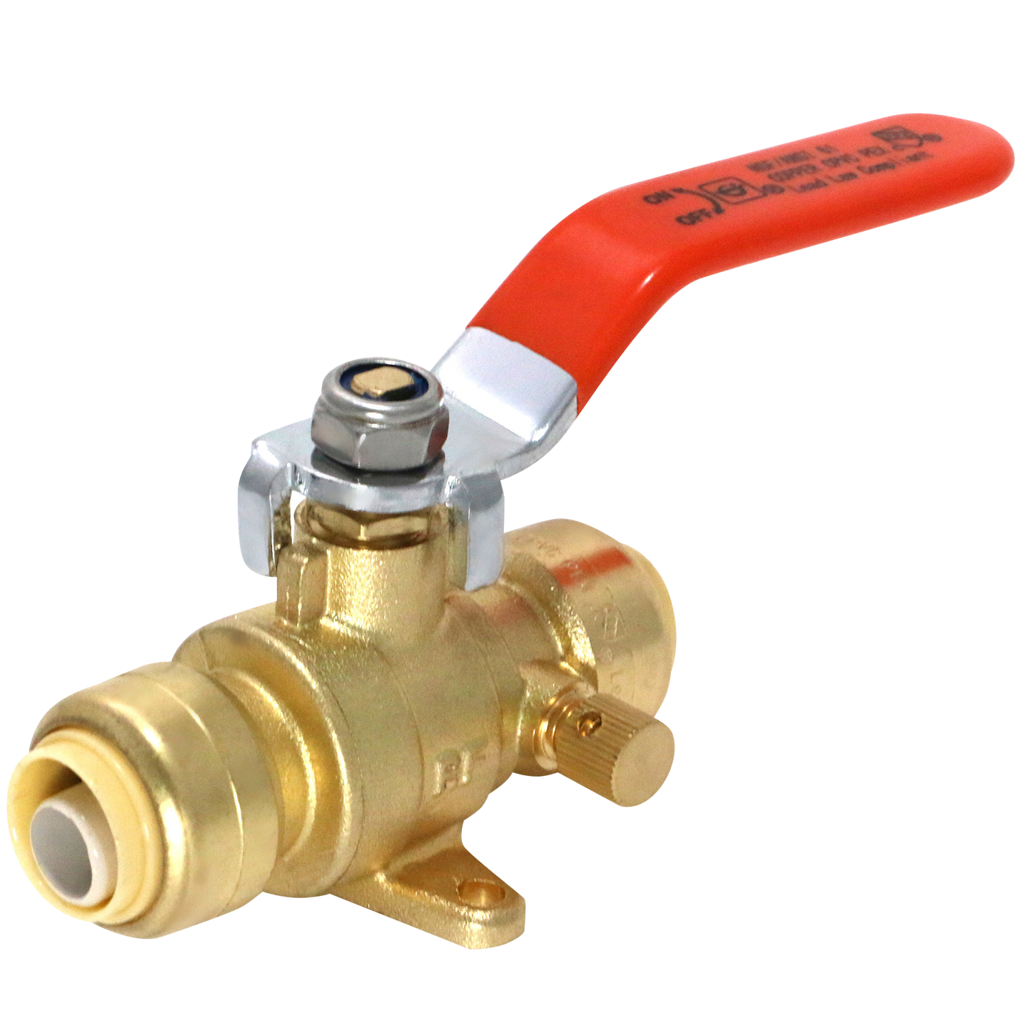 1/2 Inch Push-to-Connect Ball Valve with Drain and Drop Ear