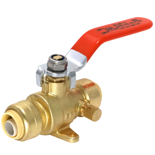 1/2 Inch Push-to-Connect Ball Valve with Drain and Drop Ear