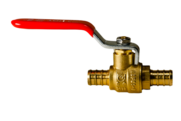 1/2 Inch PEX-B Barb Crimp Ball Valve Hot (Red)
