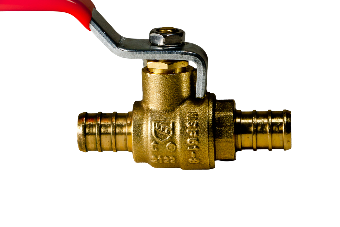 1/2 Inch PEX-B Barb Crimp Ball Valve Hot (Red)