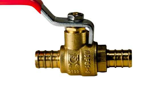 1/2 Inch PEX-B Barb Crimp Ball Valve Hot (Red)