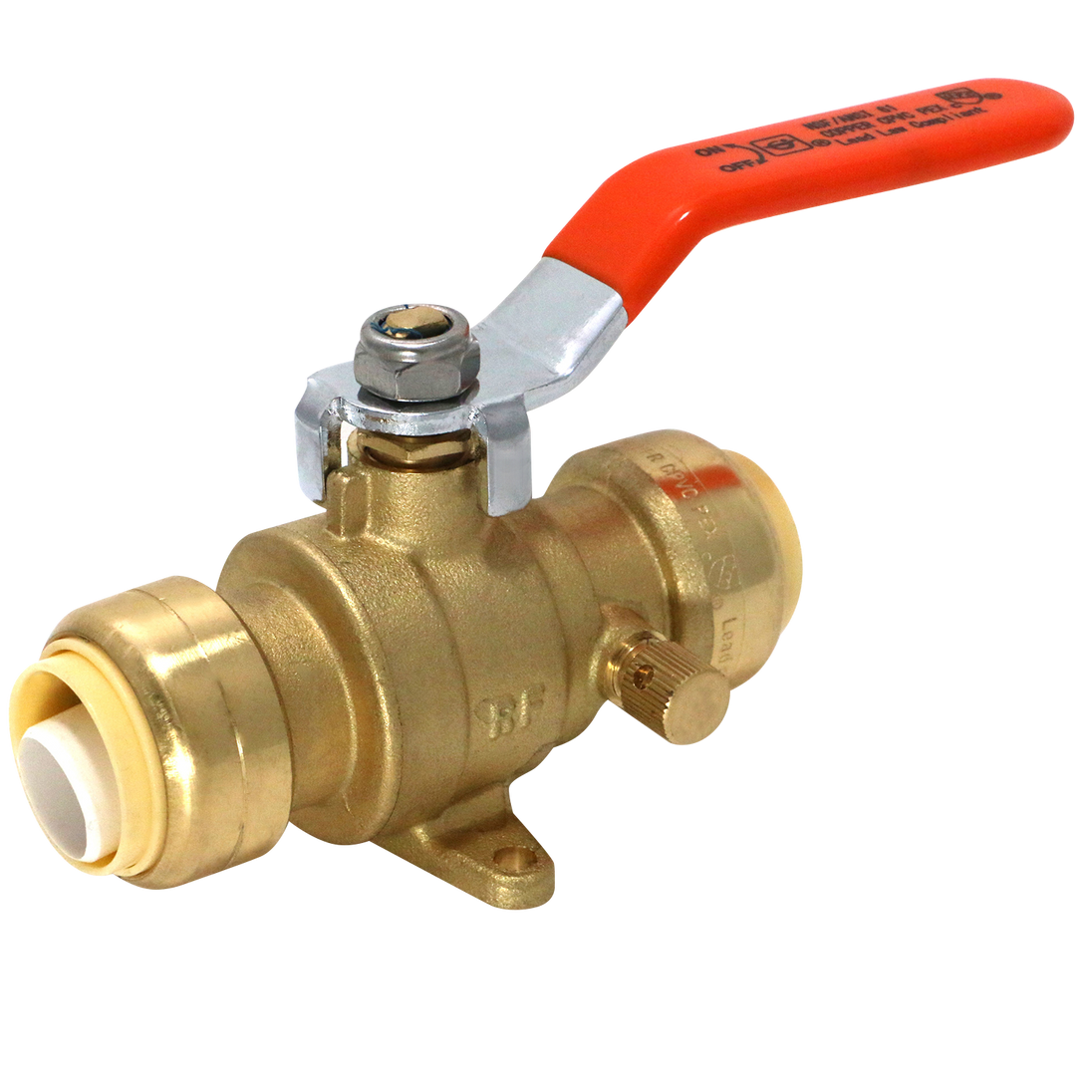 3/4 Inch Push-to-Connect Ball Valve with Drain and Drop Ear