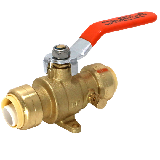 3/4 Inch Push-to-Connect Ball Valve with Drain and Drop Ear