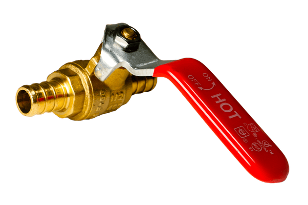 1/2 Inch PEX-B Barb Crimp Ball Valve Hot (Red)