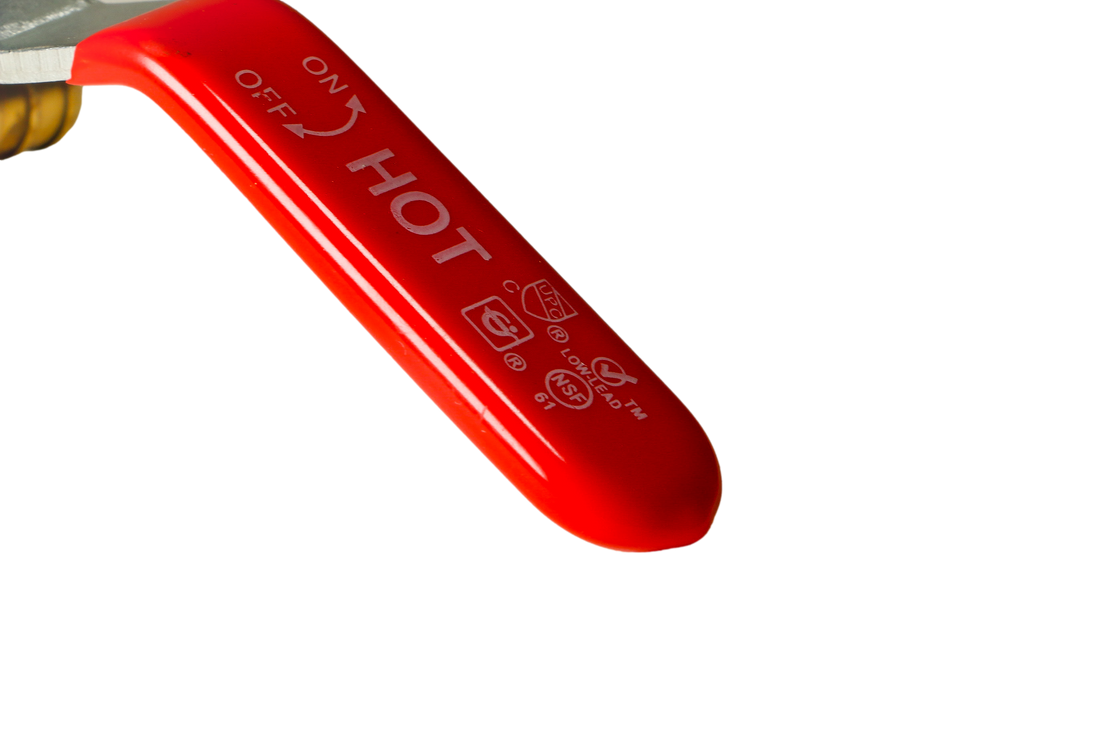 1/2 Inch PEX-B Barb Crimp Ball Valve Hot (Red)