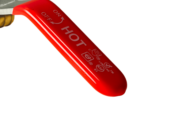 1/2 Inch PEX-B Barb Crimp Ball Valve Hot (Red)