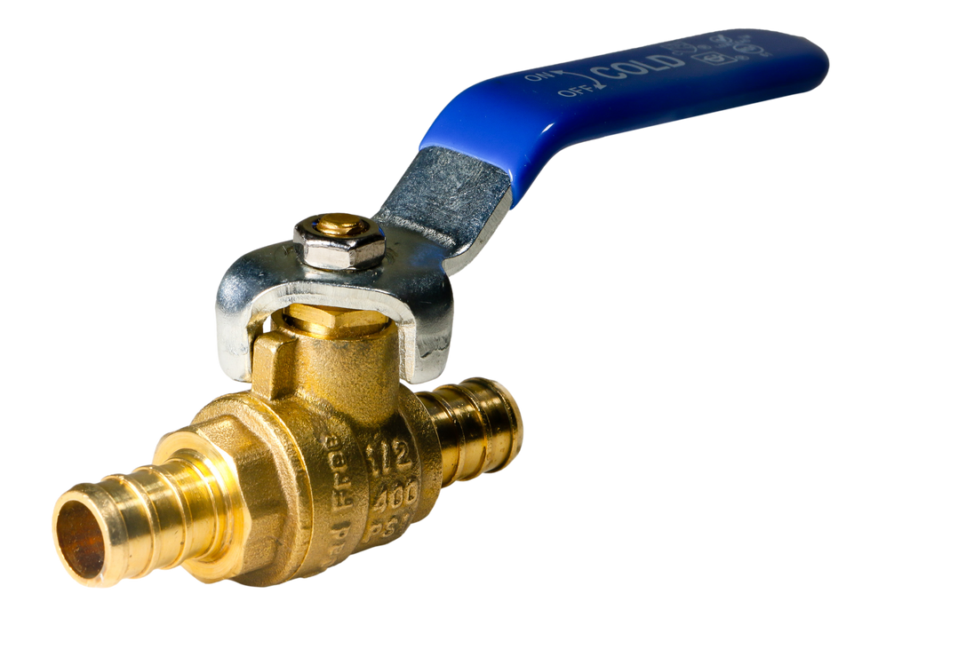 1/2 Inch PEX-B Barb Crimp Ball Valve Cold(Blue)