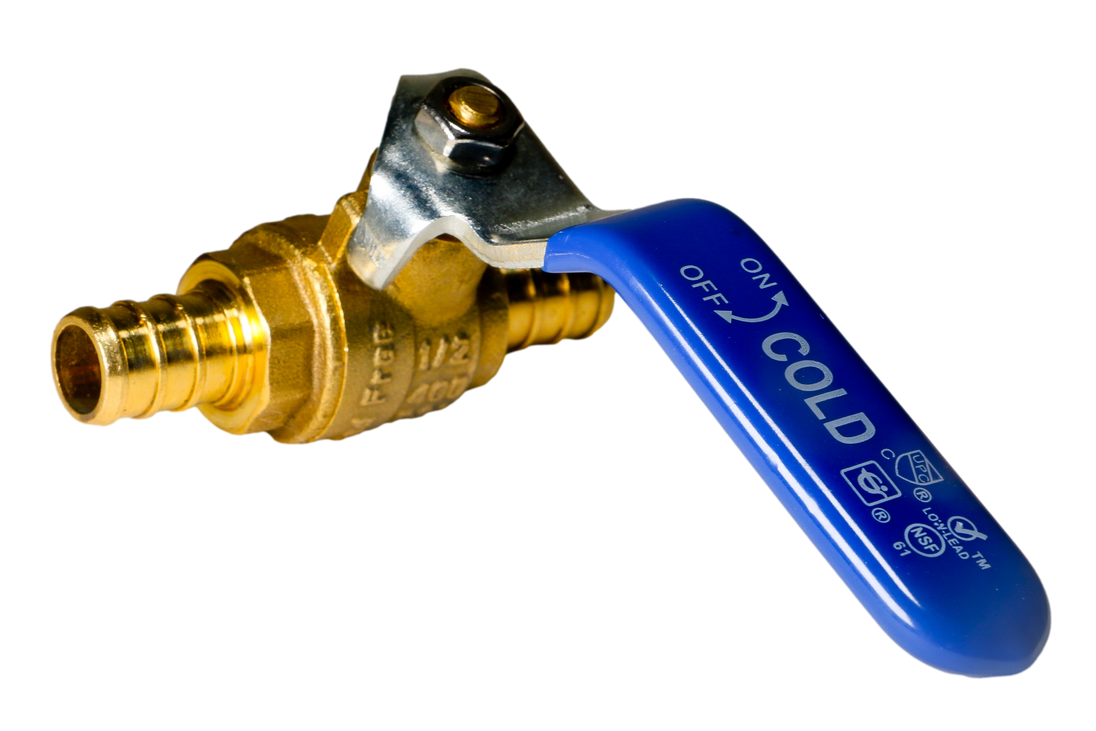 1/2 Inch PEX-B Barb Crimp Ball Valve Cold(Blue)