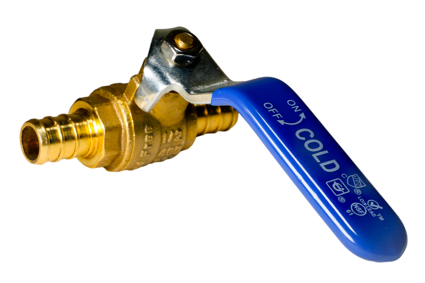 1/2 Inch PEX-B Barb Crimp Ball Valve Cold(Blue)