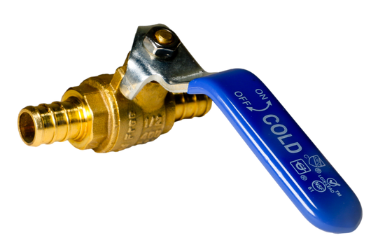 1/2 Inch PEX-B Barb Crimp Ball Valve Cold(Blue)