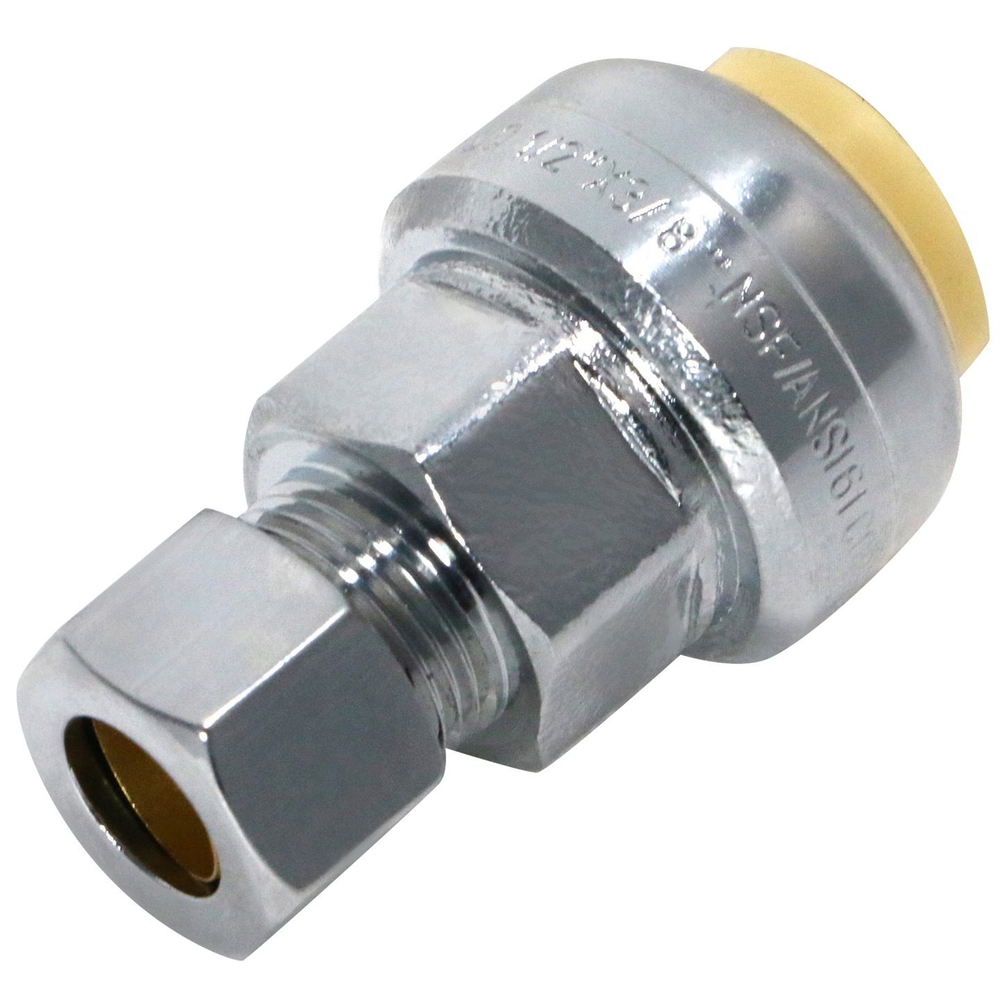 Push-to-Connect 1/2 Inch x 3/8 Inch OD Compression Adapter