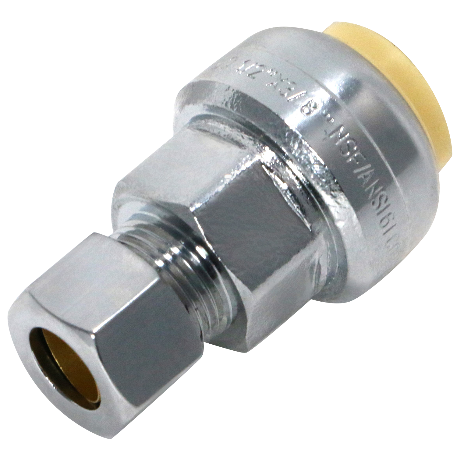 Push-to-Connect 1/2 Inch x 3/8 Inch OD Compression Adapter