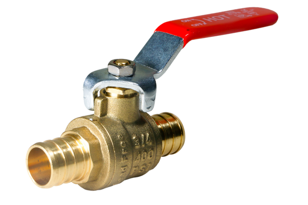 3/4 Inch PEX-B Barb Crimp Ball Valve Hot (Red)