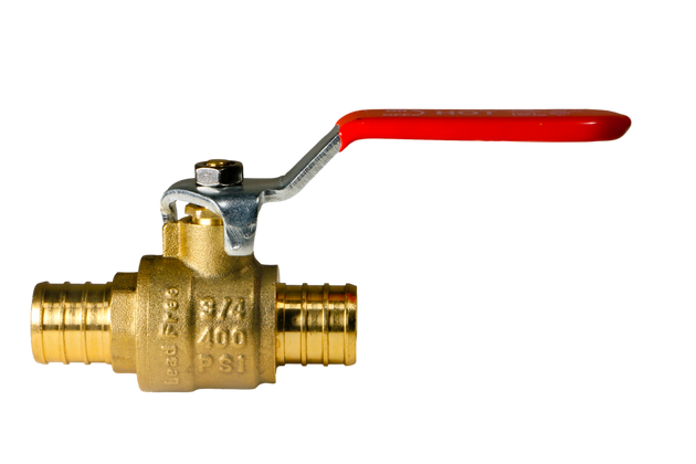 3/4 Inch PEX-B Barb Crimp Ball Valve Hot (Red)