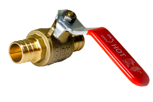 3/4 Inch PEX-B Barb Crimp Ball Valve Hot (Red)
