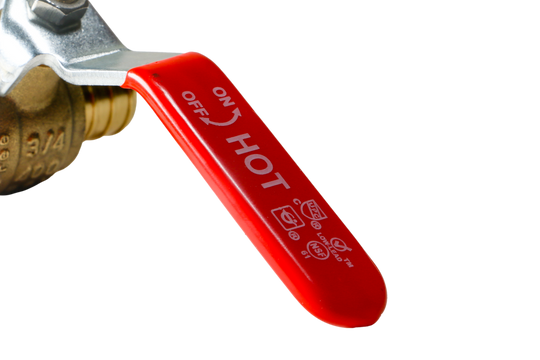 3/4 Inch PEX-B Barb Crimp Ball Valve Hot (Red)