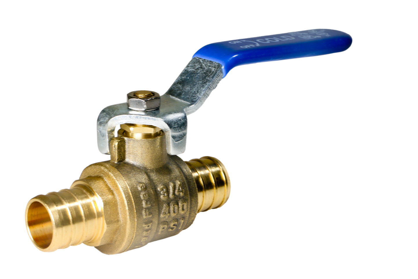 3/4 Inch PEX-B Barb Crimp Ball Valve Cold (Blue)