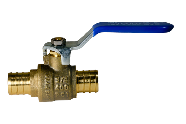 3/4 Inch PEX-B Barb Crimp Ball Valve Cold (Blue)