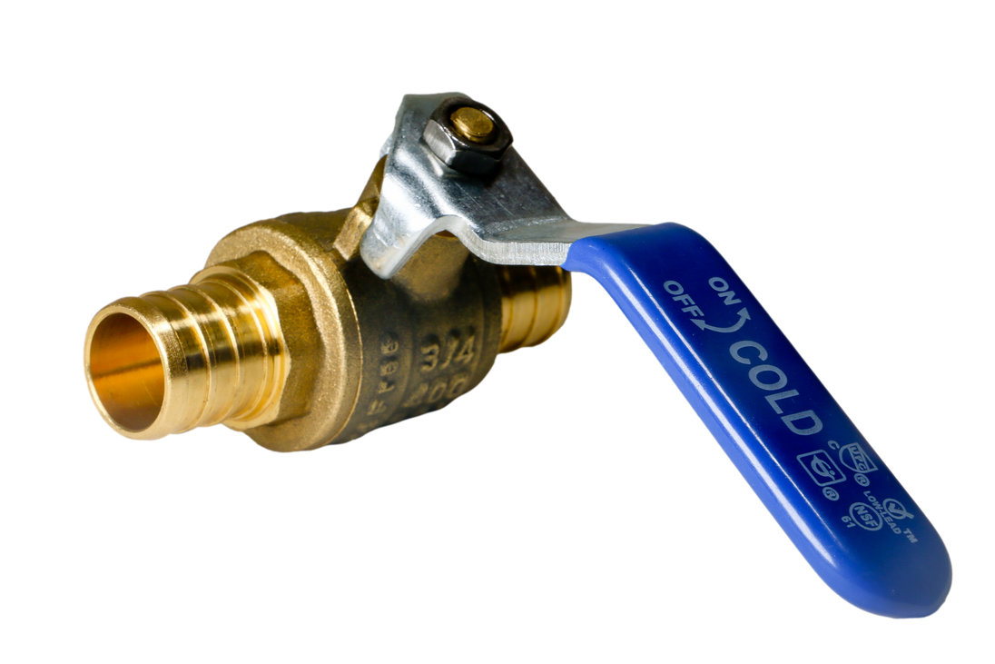 3/4 Inch PEX-B Barb Crimp Ball Valve Cold (Blue)