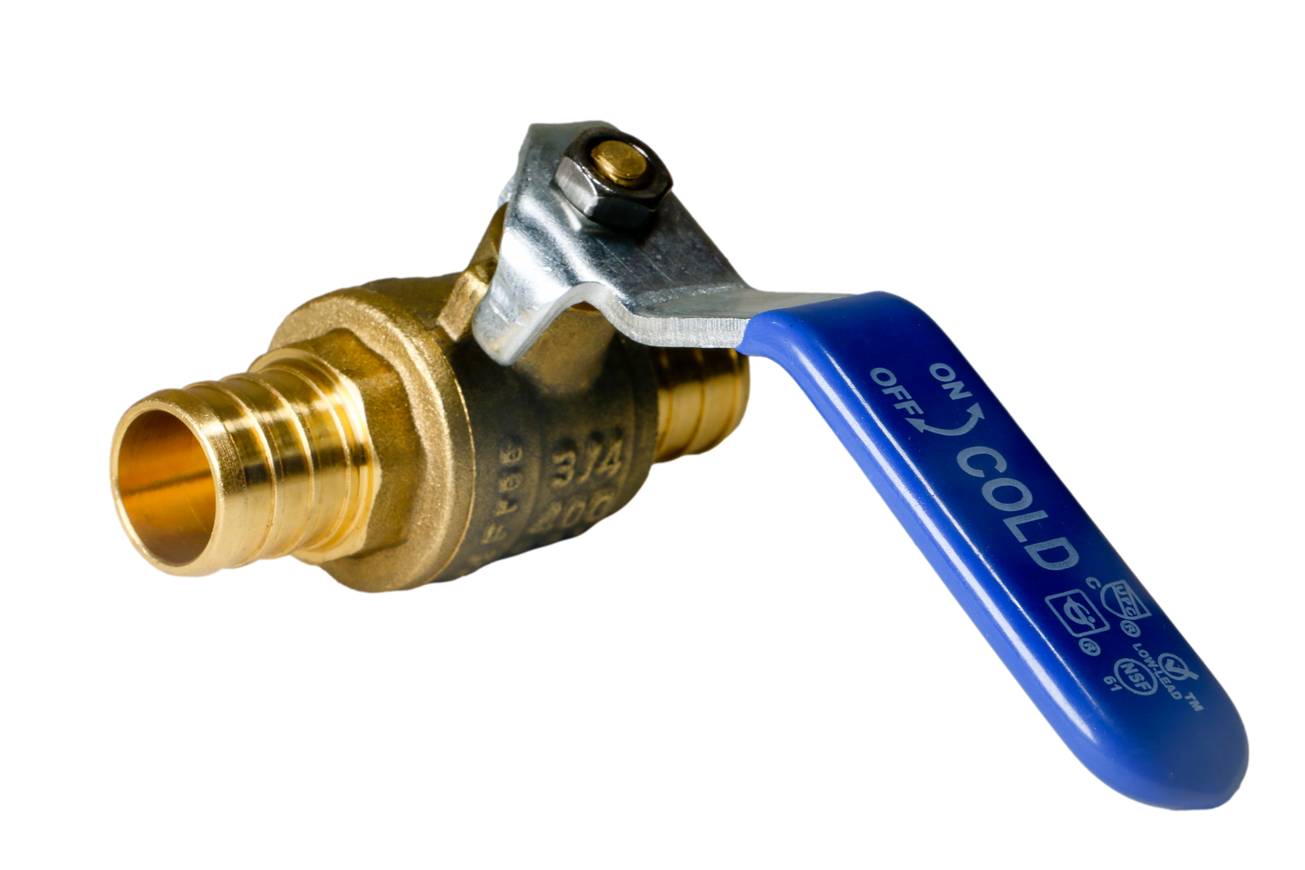 3/4 Inch PEX-B Barb Crimp Ball Valve Cold (Blue)
