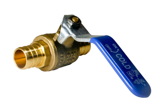 3/4 Inch PEX-B Barb Crimp Ball Valve Cold (Blue)