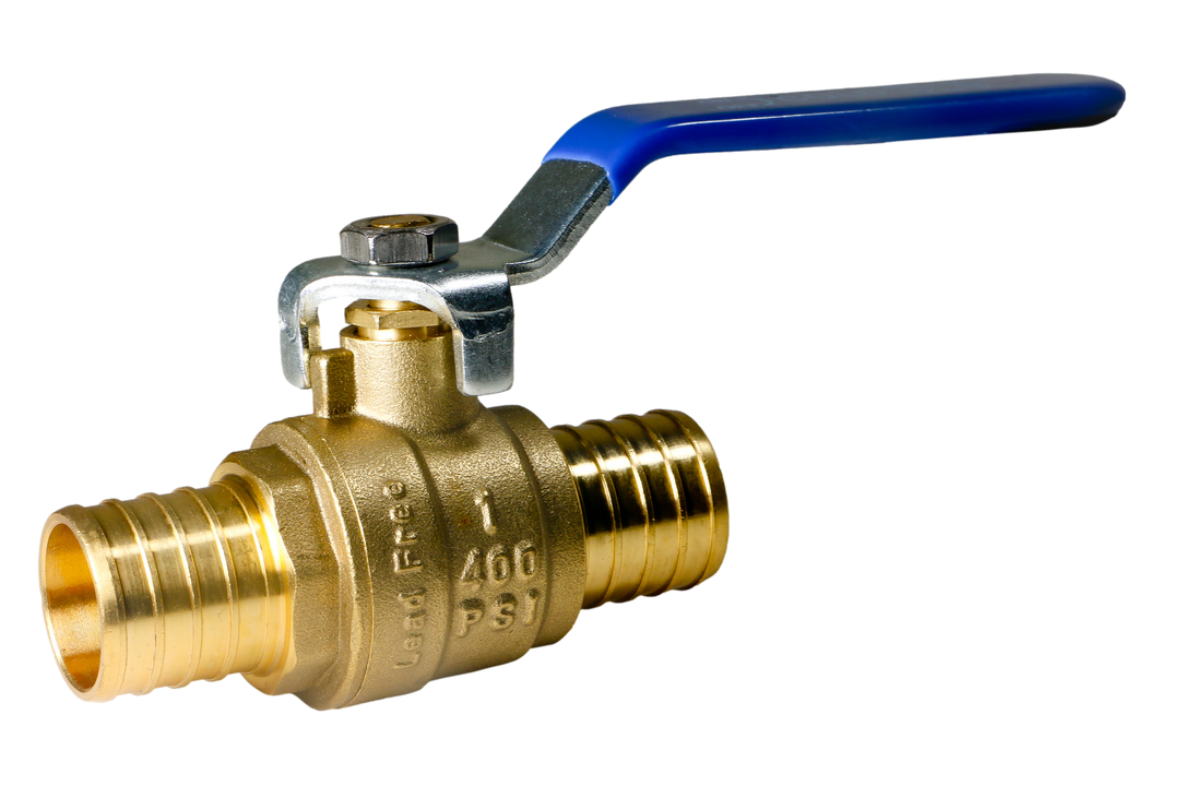1 Inch PEX-B Barb Crimp Ball Valve Cold (Blue)